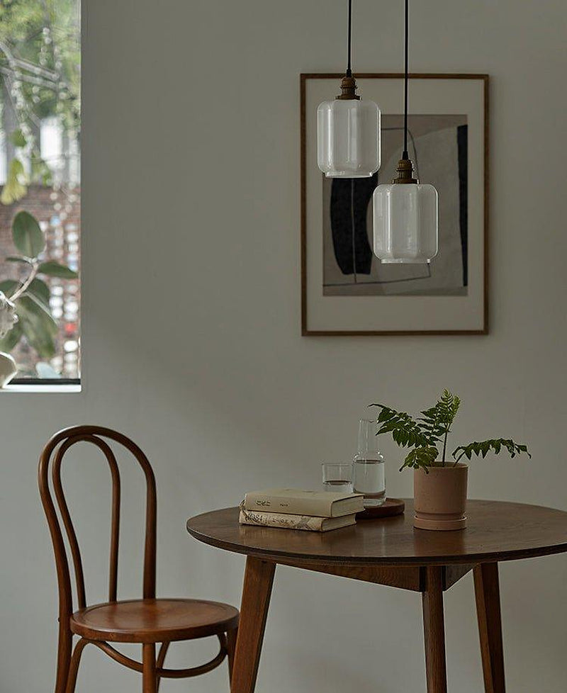 Art Deco Clarice Milk Glass Shade Brass Pendant Light-DWHOME