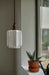 Art Deco Clarice Milk Glass Shade Brass Pendant Light.