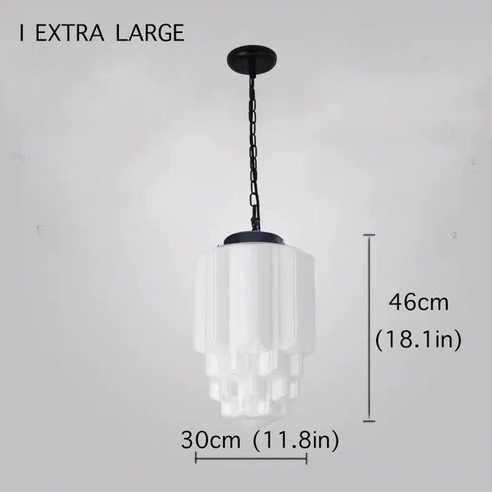 Art Deco Milk Glass Pendant Light - DWHOME