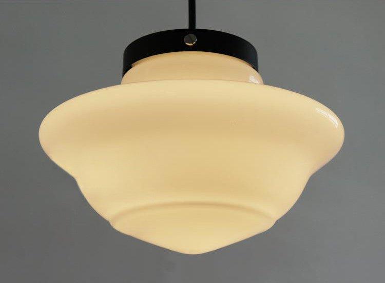 Art Deco Milk Glass Pendant Light.