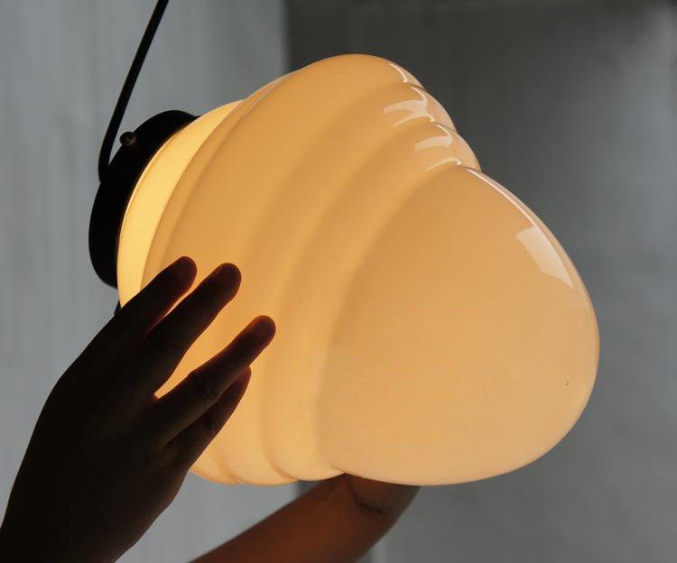 Art Deco Milk Glass Pendant Light.