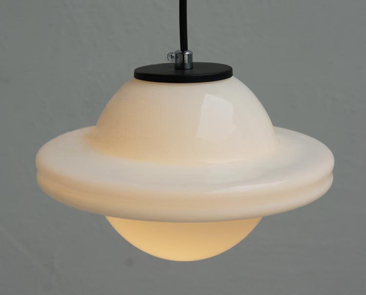 Art Deco Milk Glass Pendant Light.