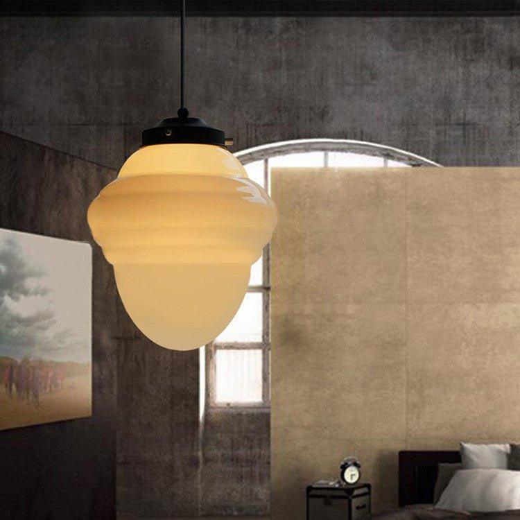 Art Deco Milk Glass Pendant Light-DWHOME