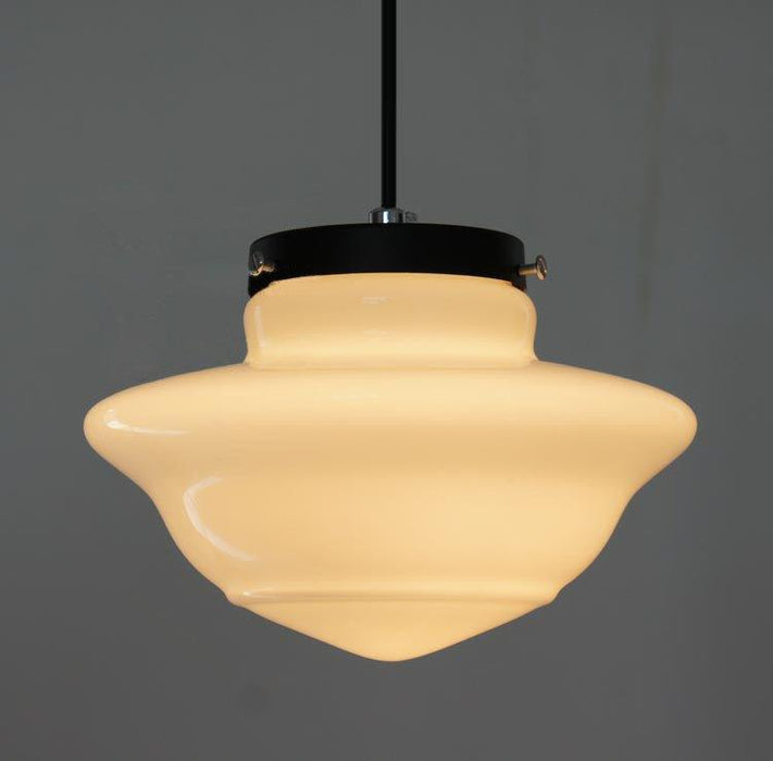 Art Deco Milk Glass Pendant Light.