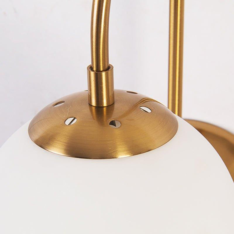 Art Deco Milk Glass Shade Brass Arm Wall Light-DWHOME