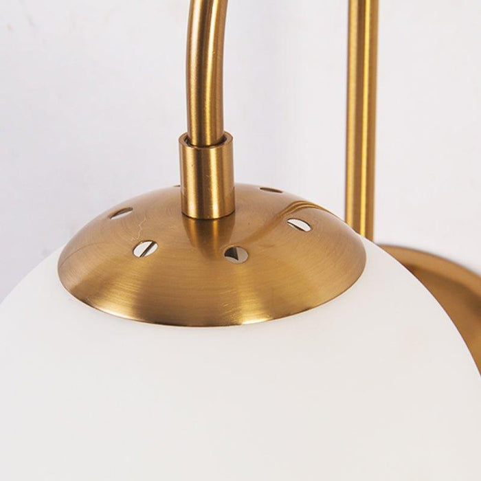 Art Deco Milk Glass Shade Brass Arm Wall Light.