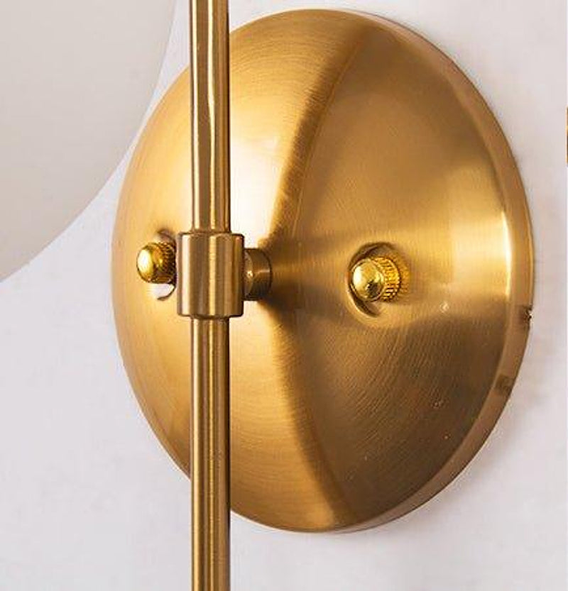 Art Deco Milk Glass Shade Brass Arm Wall Light-DWHOME
