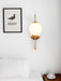 Art Deco Milk Glass Shade Brass Arm Wall Light.