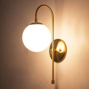 Art Deco Milk Glass Shade Brass Arm Wall Light-DWHOME