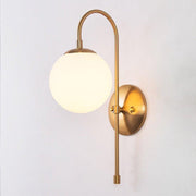 Art Deco Milk Glass Shade Brass Arm Wall Light-DWHOME