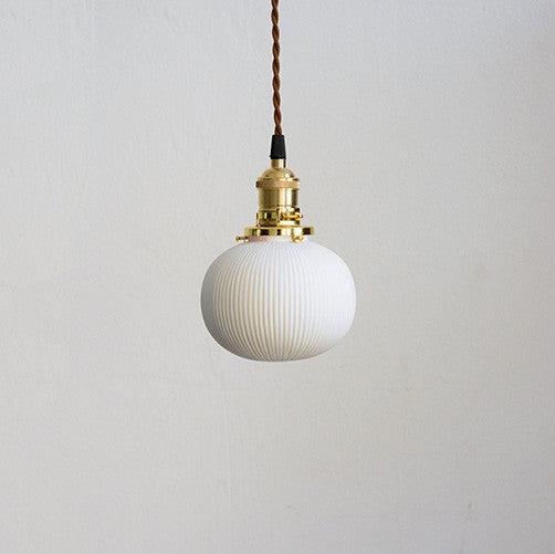 Sjöborre Art Deco White Glass Shade Brass Fitting Pendant Light.