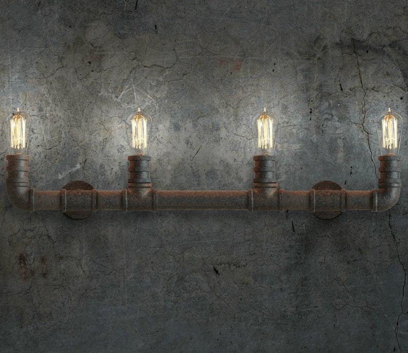 ASTRID Indrustrial Rustic Pipe Line Quadriplet Lamps.