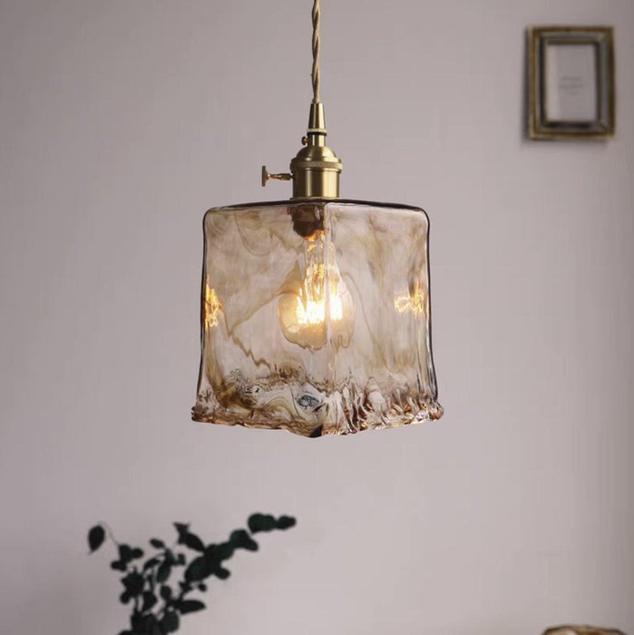 Aurelian Tinted Melted Glass Pendant Light.