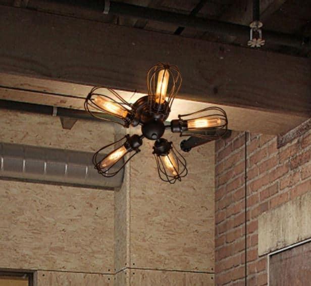 BARBRO Five Leaflet Uranium Ceiling Fan Lamp.