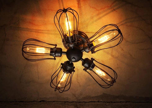 BARBRO Five Leaflet Uranium Ceiling Fan Lamp.