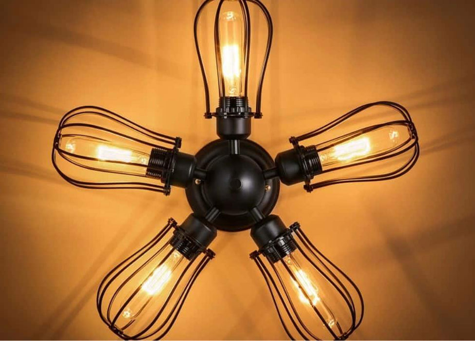 BARBRO Five Leaflet Uranium Ceiling Fan Lamp.