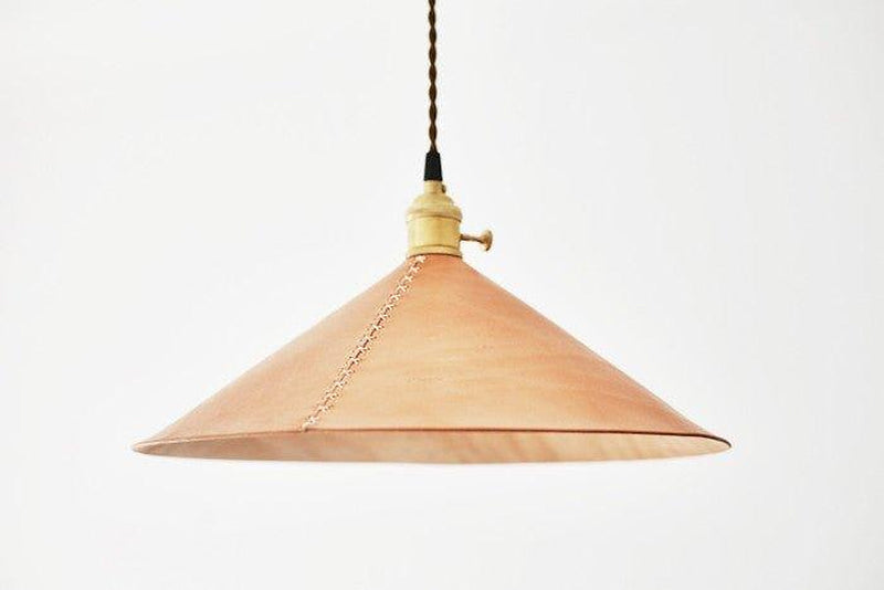 Baxter Leather Cone Shade Brass Fitting Pendant Light-DWHOME