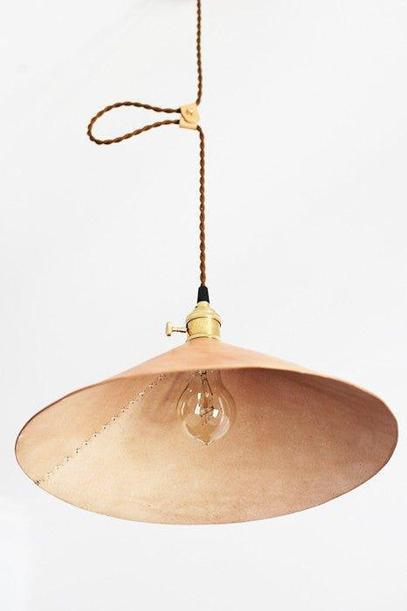 Baxter Leather Cone Shade Brass Fitting Pendant Light-DWHOME
