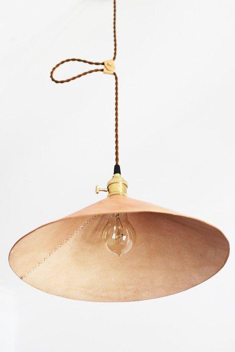 Baxter Leather Cone Shade Brass Fitting Pendant Light - DWHOME