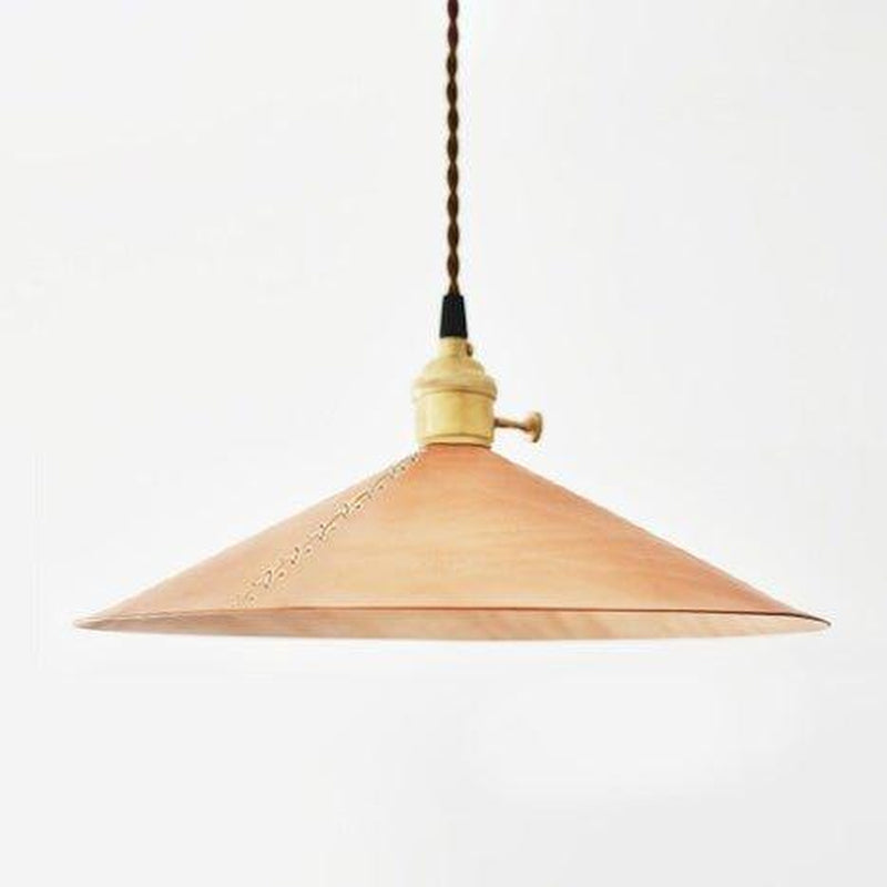 Baxter Leather Cone Shade Brass Fitting Pendant Light-DWHOME