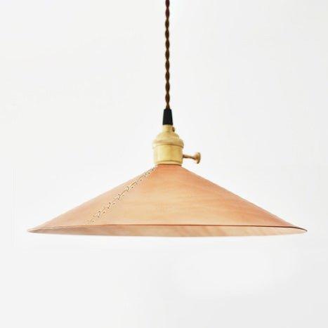 Baxter Leather Cone Shade Brass Fitting Pendant Light - DWHOME