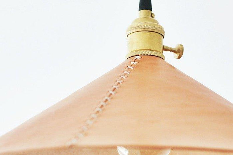 Baxter Leather Cone Shade Brass Fitting Pendant Light-DWHOME