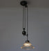 Bennet Ribbed Glass Shade Pulley Industrial Pendant Light.