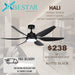 Bestar Hali 56'' dc ceiling fan with remote control, 3 tone lights, 6 blades - DWHOME