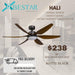 Bestar Hali 56'' dc ceiling fan with remote control, 3 tone lights, 6 blades - DWHOME