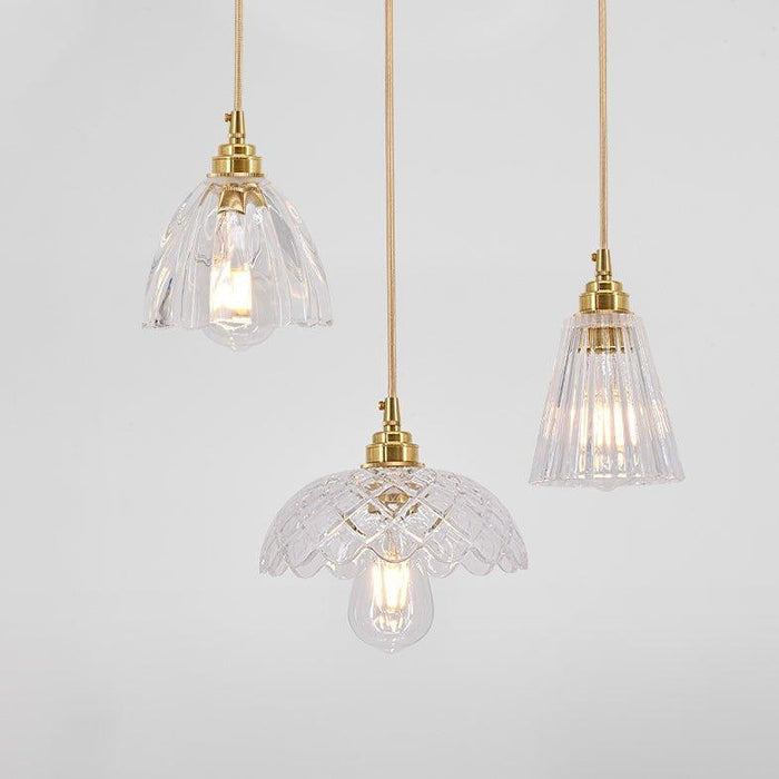 Betty Glass Shade Brass Fitting Art Deco Pendant Light.