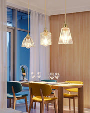 Betty Glass Shade Brass Fitting Art Deco Pendant Light-DWHOME