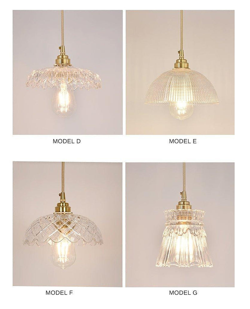 Betty Glass Shade Brass Fitting Art Deco Pendant Light-DWHOME