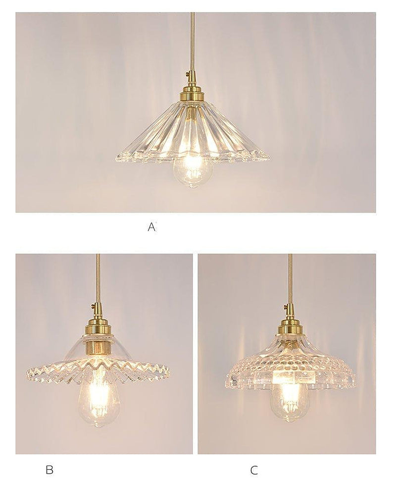 Betty Glass Shade Brass Fitting Art Deco Pendant Light-DWHOME