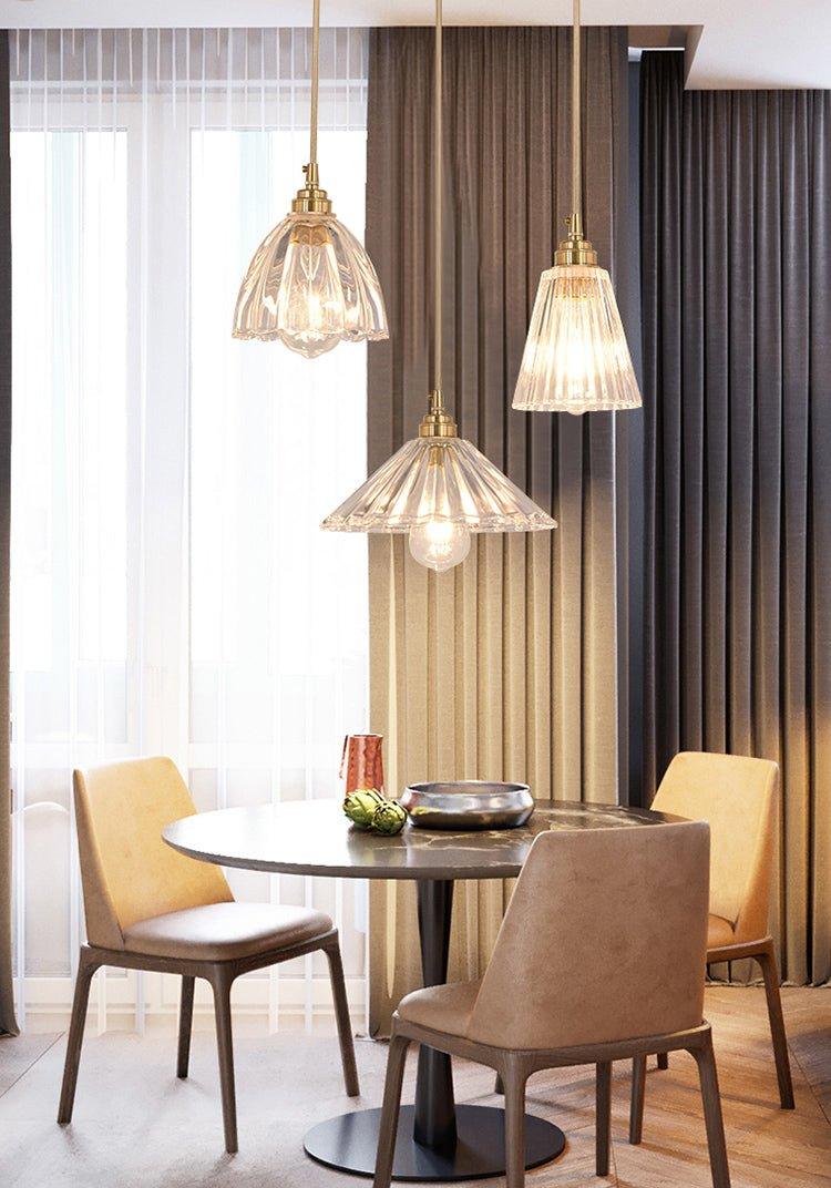 Betty Glass Shade Brass Fitting Art Deco Pendant Light-DWHOME