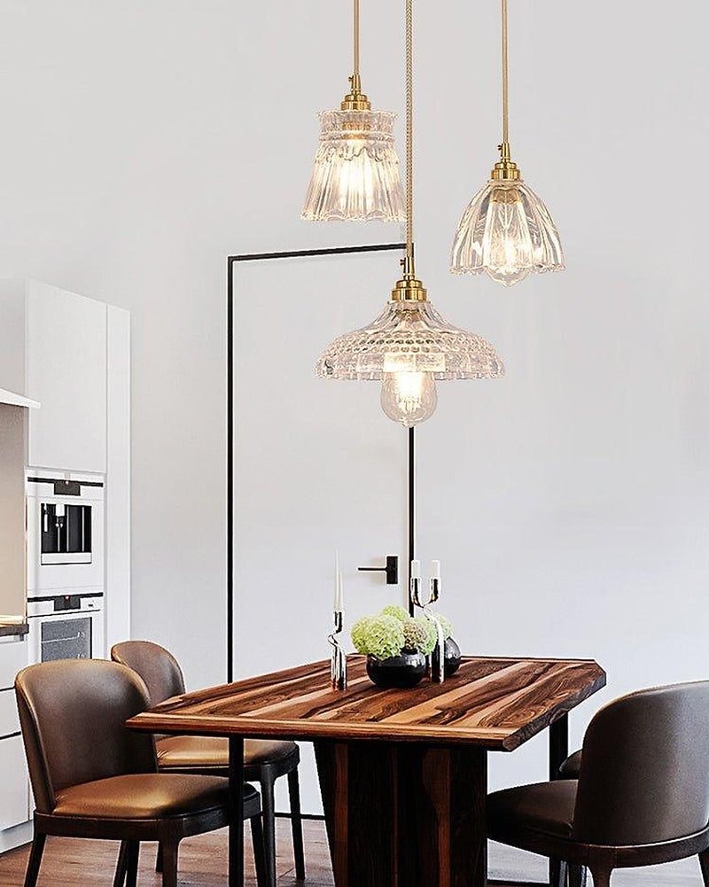 Betty Glass Shade Brass Fitting Art Deco Pendant Light-DWHOME