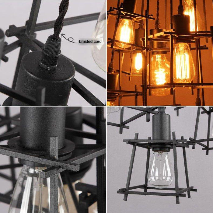 Bismuth Industrial Cube Cluster Pendant Light.