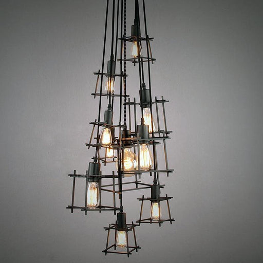 Bismuth Industrial Cube Cluster Pendant Light.