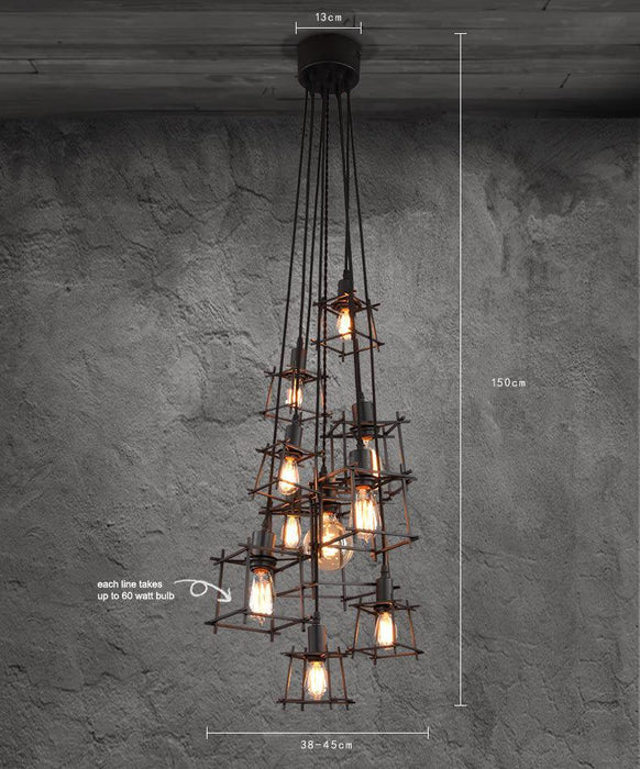 Bismuth Industrial Cube Cluster Pendant Light.