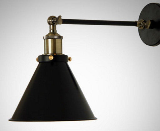 Black Cone Shade Wall Light Sconce (short arm).