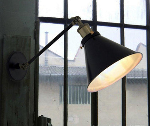 Black Cone Shade Wall Light Sconce (short arm).