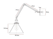 Black Cone Shade Wall Light Sconce With Long Arm-DWHOME