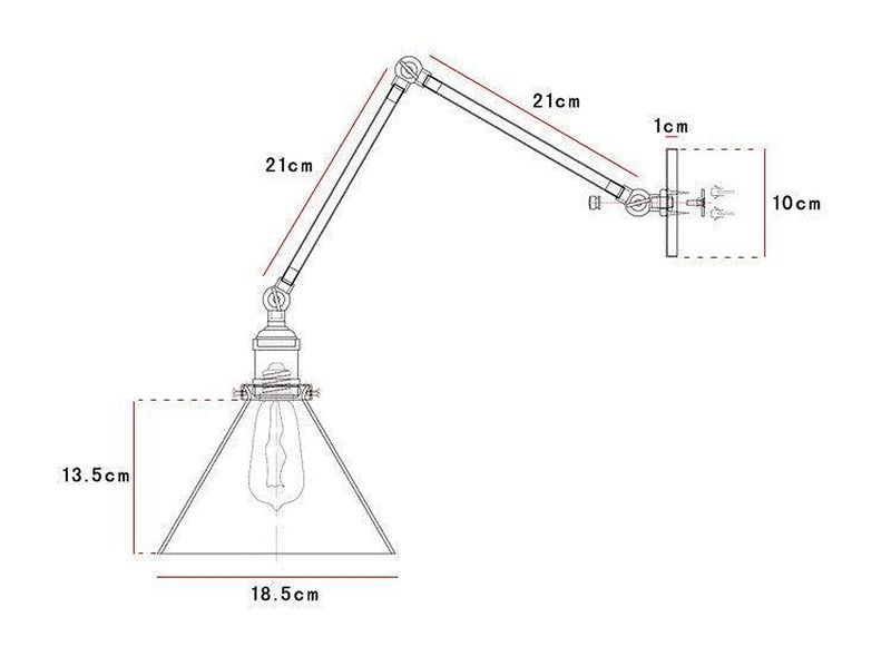 Black Cone Shade Wall Light Sconce With Long Arm-DWHOME