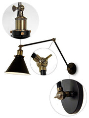 Black Cone Shade Wall Light Sconce With Long Arm-DWHOME