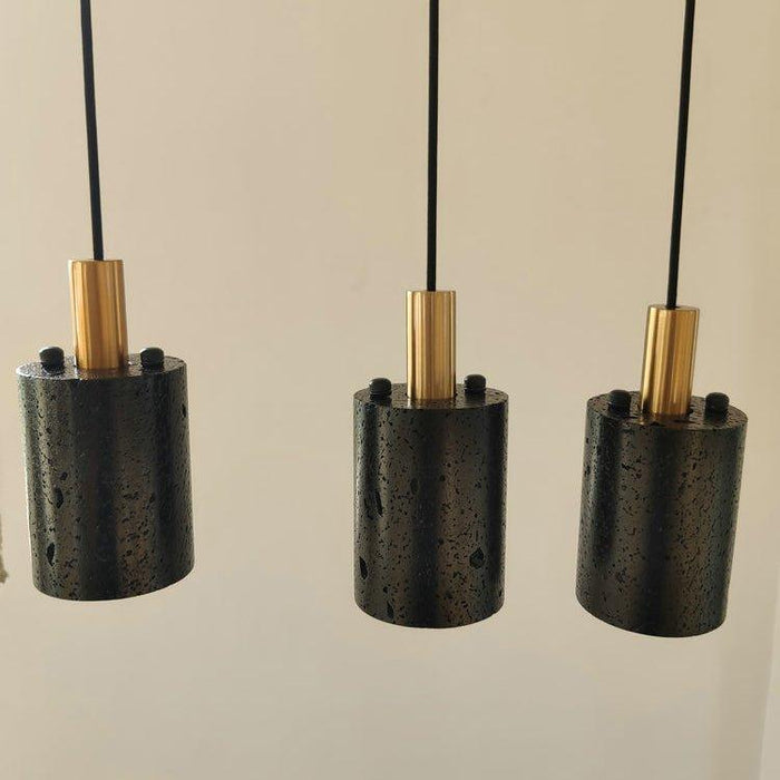 Black Lava B Concrete Minimalist Line Pendant Light.