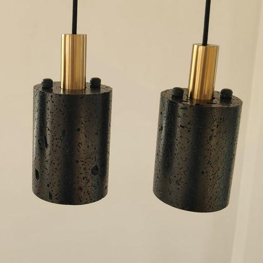 Black Lava B Concrete Minimalist Line Pendant Light.