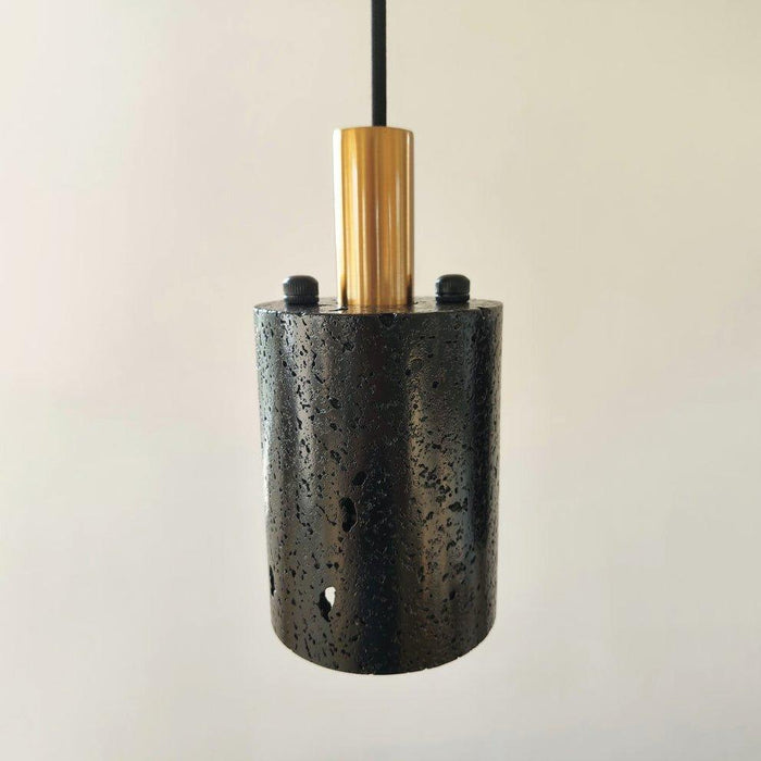 Black Lava B Concrete Minimalist Line Pendant Light.