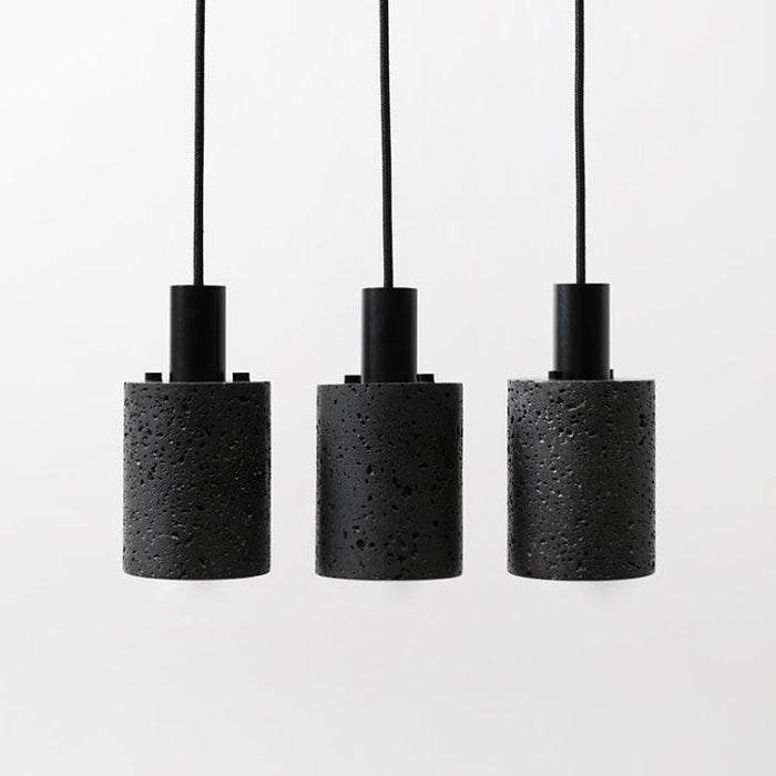 Black Lava B Concrete Minimalist Line Pendant Light.