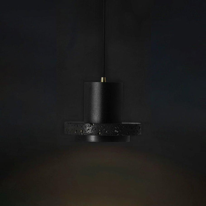 Black Lava C Concrete Minimalist Line Pendant Light.