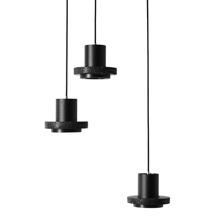 Black Lava C Concrete Minimalist Line Pendant Light.