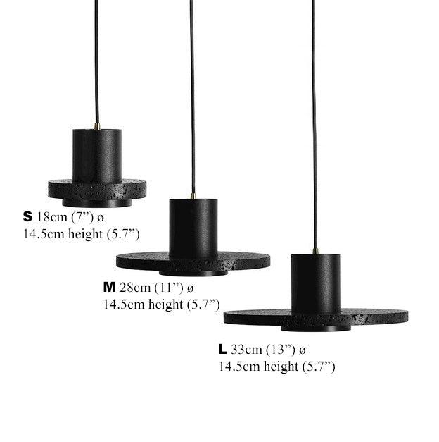 Black Lava C Concrete Minimalist Line Pendant Light.